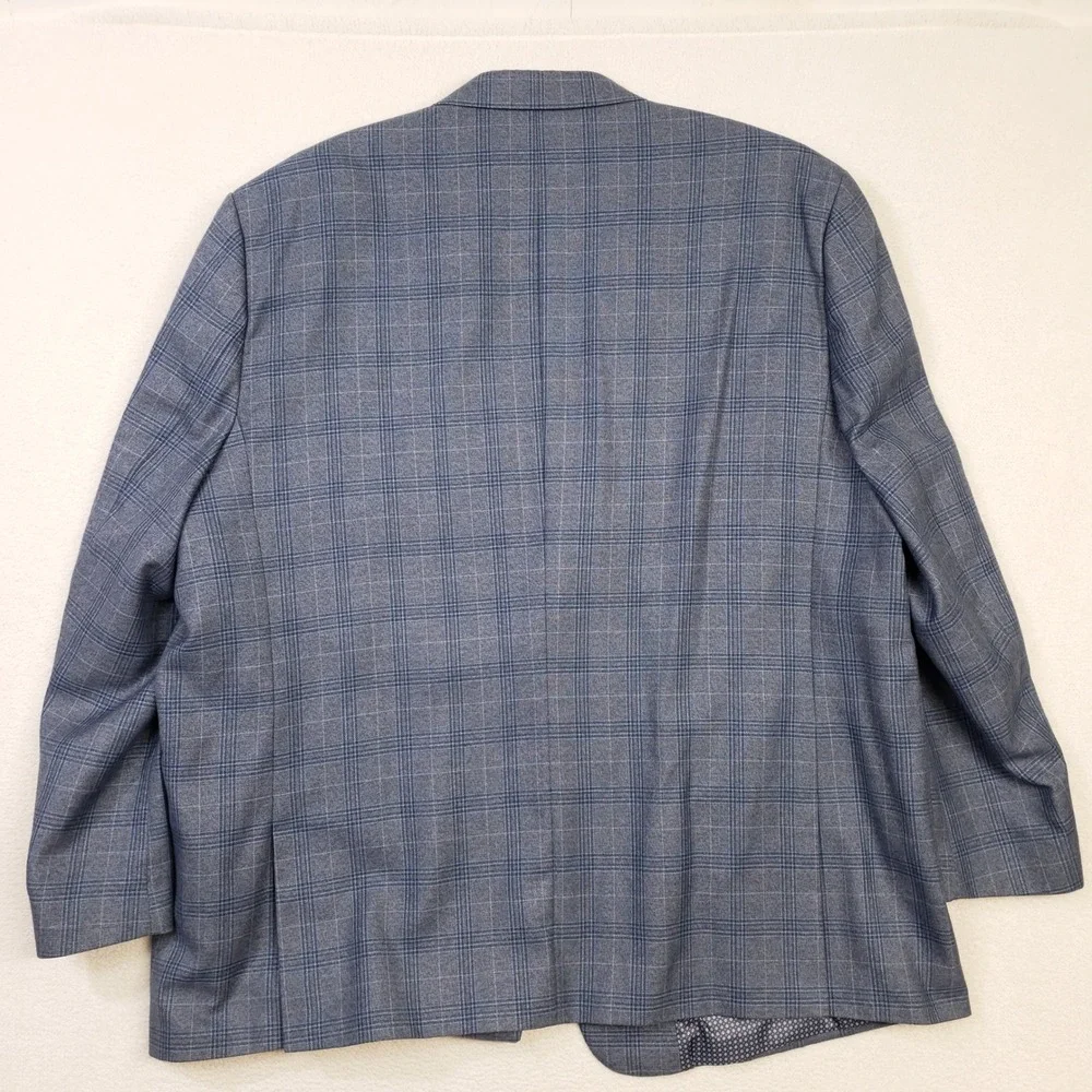 Oak Hill Sport Coat Men 3XLT 54/56 Blue Glen Plaid 2 Button Blazer Viscose Blend